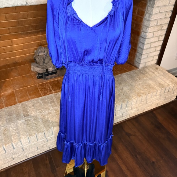 Umgee Romantic Royal Blue Smocked Waist Maxi Dress Size Medium - Picture 3 of 5
